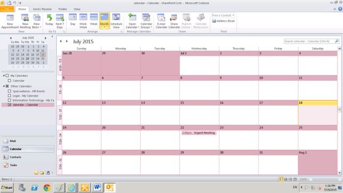 SharePoint calendar